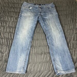 Seven7 Mens Skinny Jeans Light Wash Blue Distressed Denim 37x29 Stretch Cotton